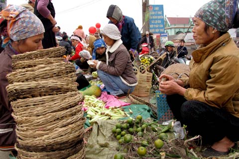 Tại chợ Tết ở ngoại thành, những hàng hóa được bán chủ yếu để phục vụ nhu cầu thiết thực của người dân, trong đó có rế lót nồi hoặc trầu cau.