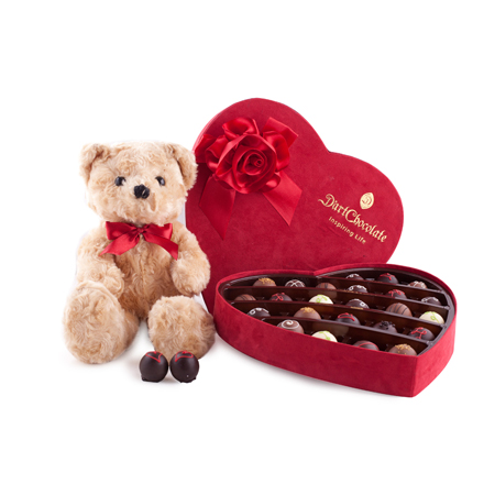 Set 1 hộp Luxury Valentine Heart Box và 1 gấu bông