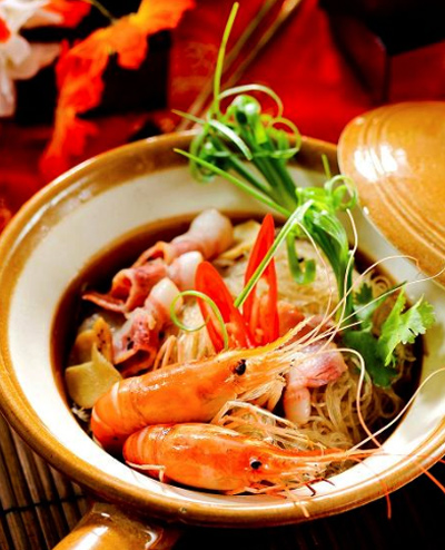 Món tôm hấp miến