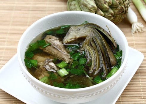 Canh atiso nấu sườn non