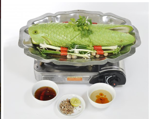 Cá lóc hấp bầu.