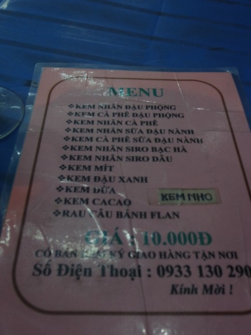 Menu đồ uống