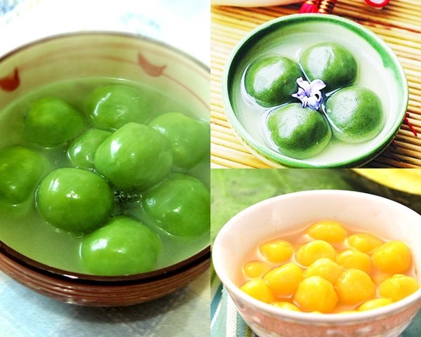 Nhiều người còn trộn bột bằng trà xanh, lá dứa để biến tấu cho viên bánh trôi thêm màu sắc.