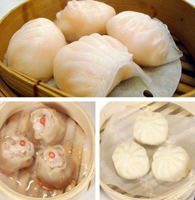 Nhà hàng có các loại bánh Trung Hoa quen thuộc như há cảo, bánh bao các loại, xíu mại...
