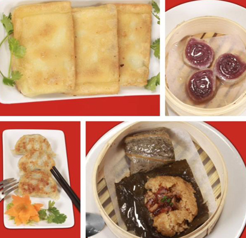 Hay các loại bánh mặn, ngọt như bánh nếp nhân gà bọc lá sen, bánh rán nhân bí ngô, củ cải, khoai môn, bánh tương tư, kim sa thủy tinh...