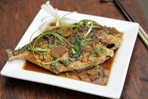 Cá chim rim gừng tỏi