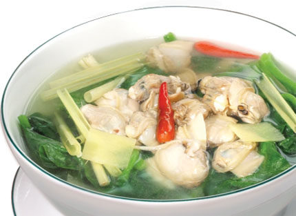 Canh nghêu mồng tơi