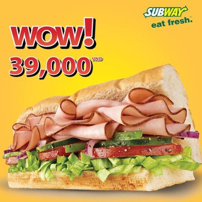 Sandwich Ham 6 inch với giá chỉ 39.000 đồng.