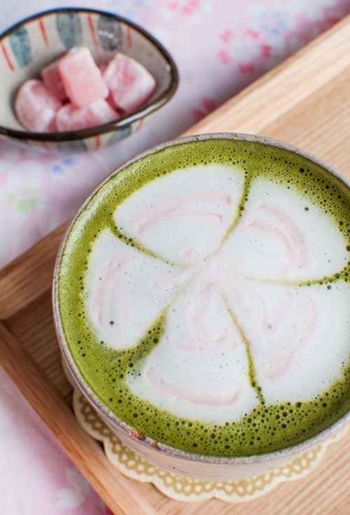 Sakura Hot Matcha Latte