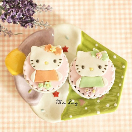 Cupcake hình hai nàng mèo đáng yêu.
