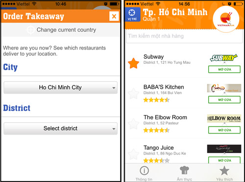 Ứng dụng đặt thức ăn trực tuyến cho iOS và Android của Vietnammm.com hoàn toàn miễn phí