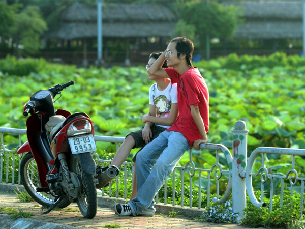 Cảm giác dễ chịu đặc biệt khi đứng bên hồ sen giữa lòng Hà Nội.