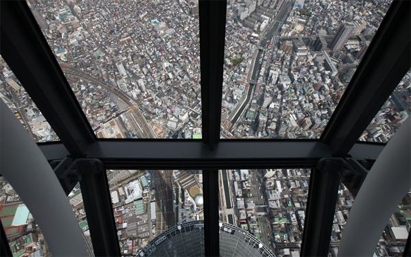 Toàn cảnh thành phố Tokyo khi đứng từ đài quan sát trên tầng 350 và 450.