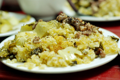Cơm rang gà bò giòn tan